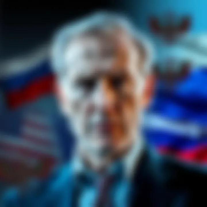 A collage showing Jeffrey Epstein alongside Russian flags and symbols, suggesting a connection between Epstein and Russia.