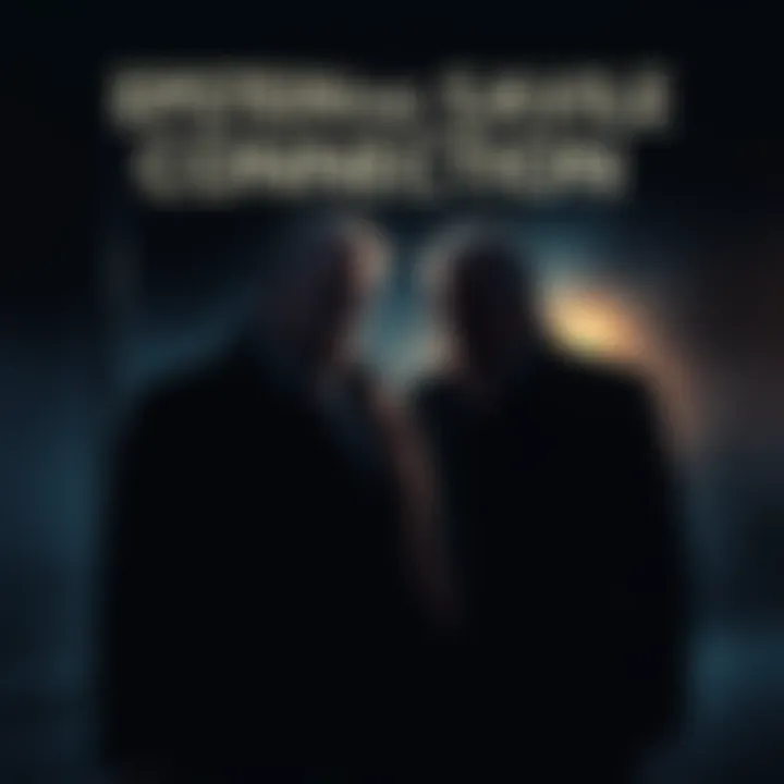 Graphic illustrating the link between Jeffrey Epstein and Jimmy Savile, featuring a dark background with shadowy figures representing sex trafficking connections.