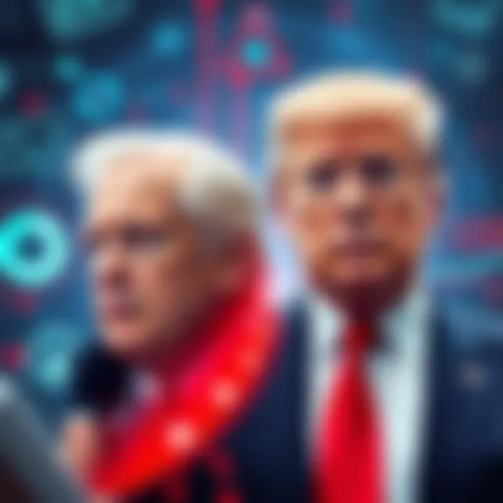 Visual representation showing Epstein and Trump with tech-related symbols in the background to reflect their associations