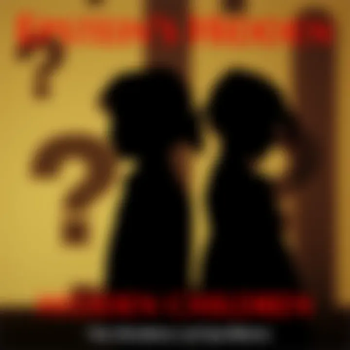 Epstein's Hidden Children A silhouette of a boy and a girl standing next to each other, with shadows of question marks in the background, hinting at their unknown identities and connection to Jeffrey Epstein.