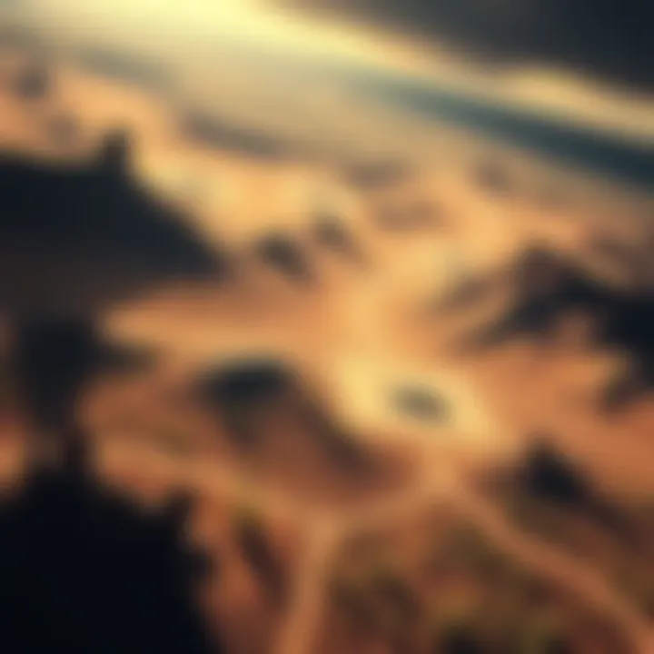 Aerial view of Epstein's ranch near Los Alamos with desert landscape and hints of Area 51 in the background