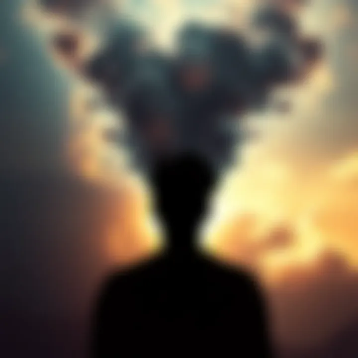 A silhouette of a person fading away into a cloud of thoughts, representing the idea of erased consciousness and existence.