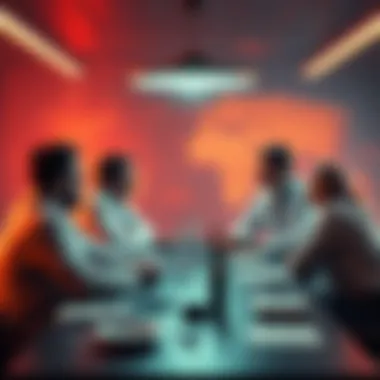 Eric Weinstein speaks with a group of scientists around a table, brainstorming ideas on UFO technology and its implications for future research.