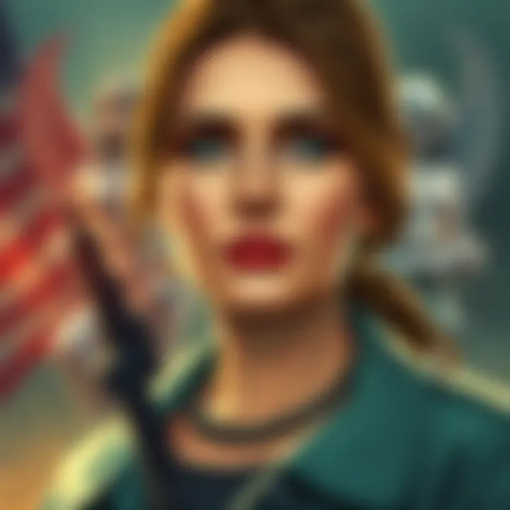 Illustration showing Erika Frantzve with symbols of trafficking and US military connections, highlighting serious allegations.