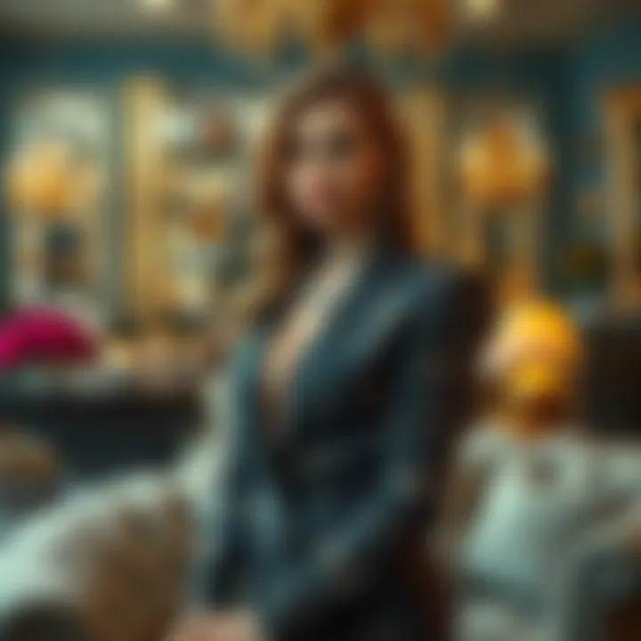 A woman named Erika Kirk dressed in an elegant outfit, surrounded by luxury decor, showcasing unique style and demeanor, representing elite culture.