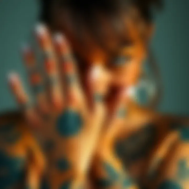 Close-up of Erika Kirk displaying intricate hand tattoos, highlighting their unique designs and meanings