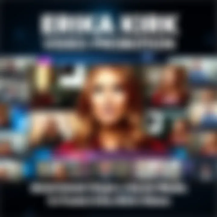 A collage of Erika Kirk's videos being highlighted on various social media platforms, showing clips of her impactful messages.