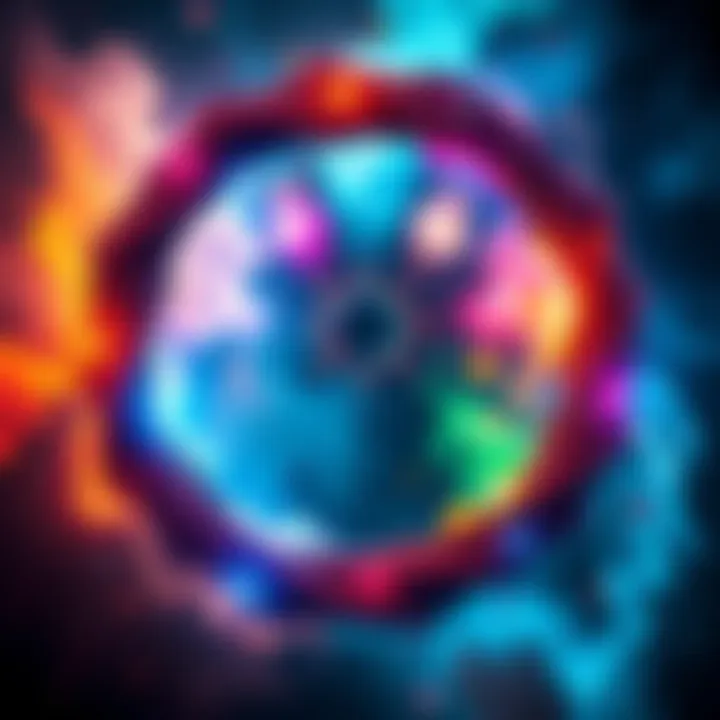 A surreal depiction of an endless loop, symbolizing the cycle of life, with vibrant colors representing various life choices and experiences.