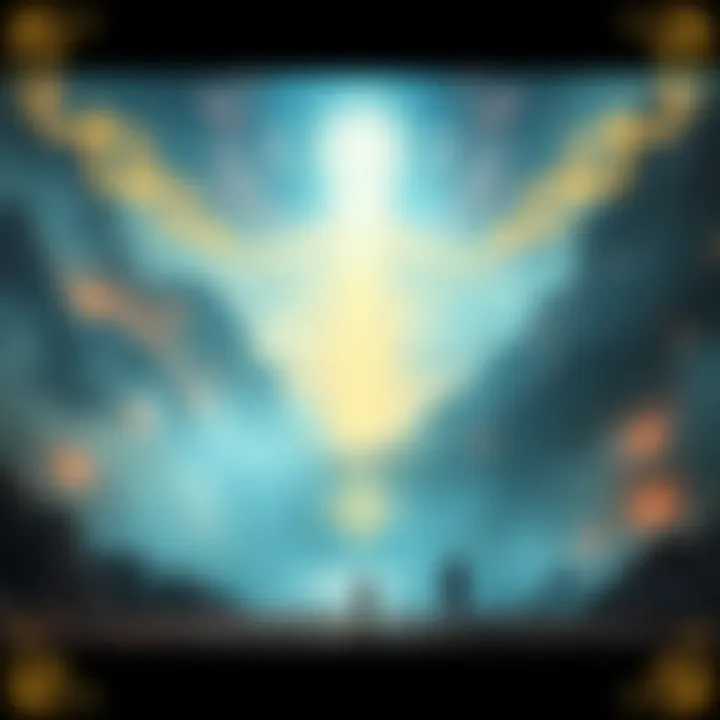 Ethereal Journey: Rituals for the Afterlife A serene landscape depicting a mystical realm with glowing sigils and rituals symbols, inviting contemplation on the afterlife journey.