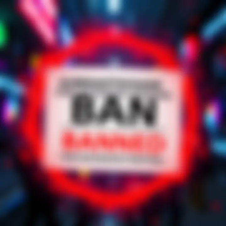 A digital notice showing EurekaStockade's ban due to excessive posting, with a warning symbol and text details.