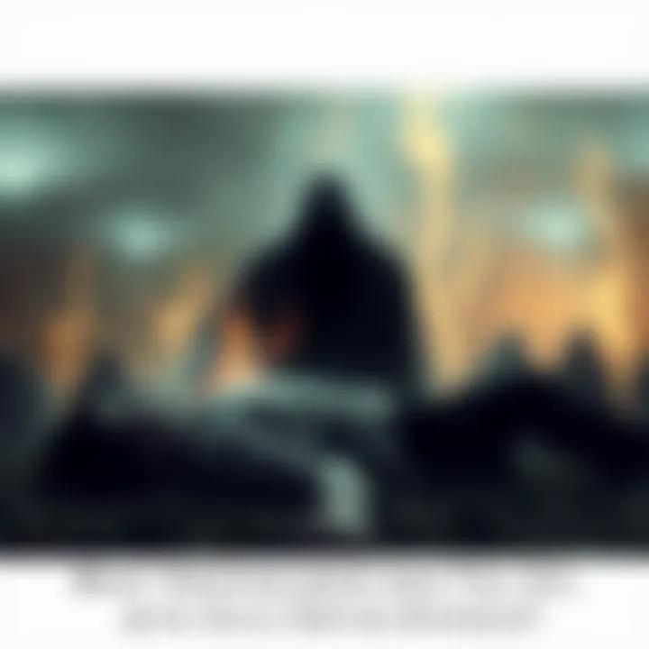 A dark, shadowy figure looms over a person lying on the ground, representing the presence of evil entities at the moment of death.