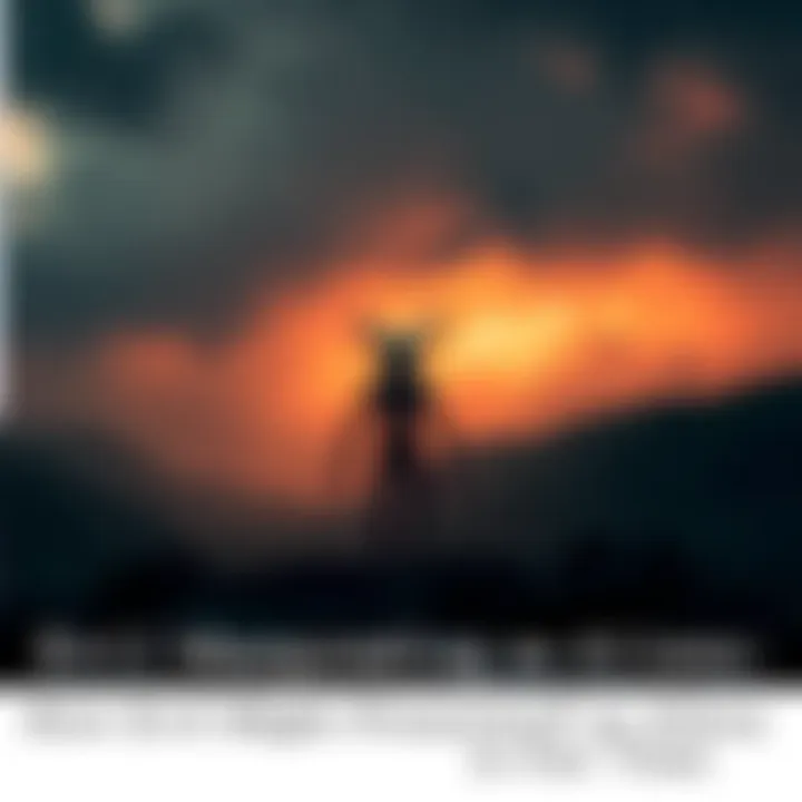 A shadowy figure resembling an alien stands in a darkened landscape, symbolizing deception and judgment.