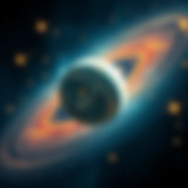 A cosmic depiction of Mercury symbolizing career success, with the planet in a vibrant 10th house setting among stars, showcasing ambition and professional growth.