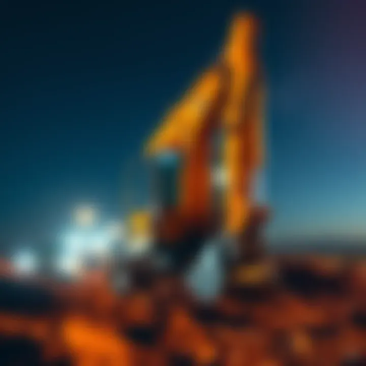 An excavator digging the ground in Mesa, exploring beneath the surface instead of drilling holes.