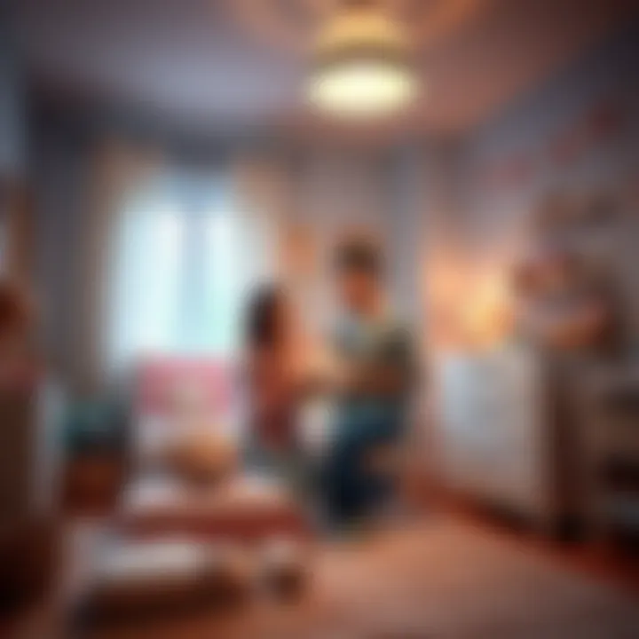 A couple joyfully preparing a nursery, filled with baby items and decorations, representing their eagerness for the baby's arrival.