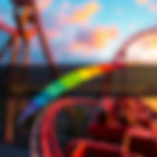 A colorful scale from 1 to 10 showing various levels of thrill with a roller coaster in the background