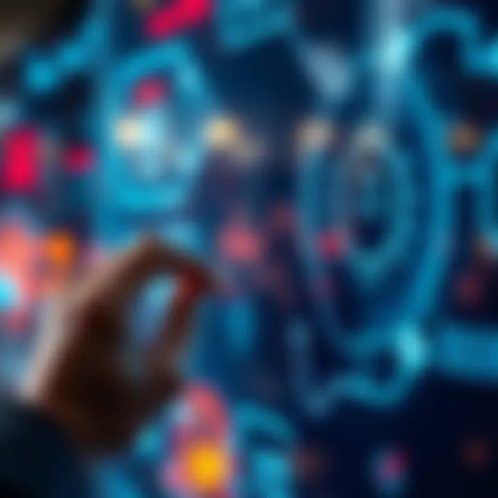 A close-up of a person interacting with a digital interface displaying AI elements, highlighting the importance of understanding AI's effects on society.