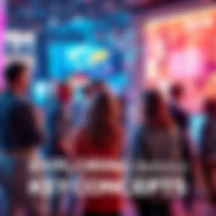 People discussing important concepts and their meanings in a vibrant setting, representing knowledge and understanding.