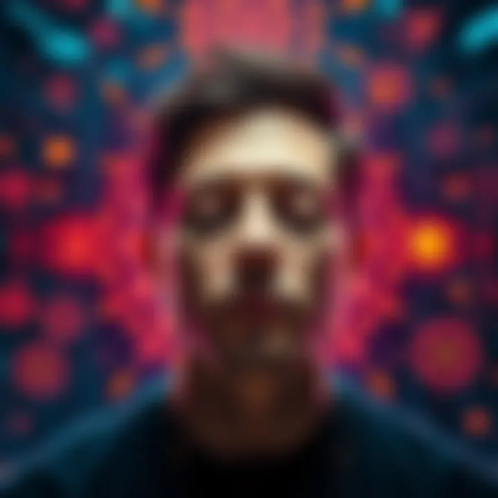 A person concentrating with closed eyes, surrounded by glowing patterns and symbols representing remote viewing concepts.