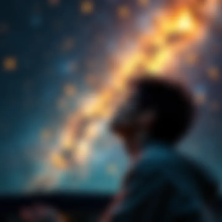 A person looking up at the stars, pondering the existence of the soul and life after death.