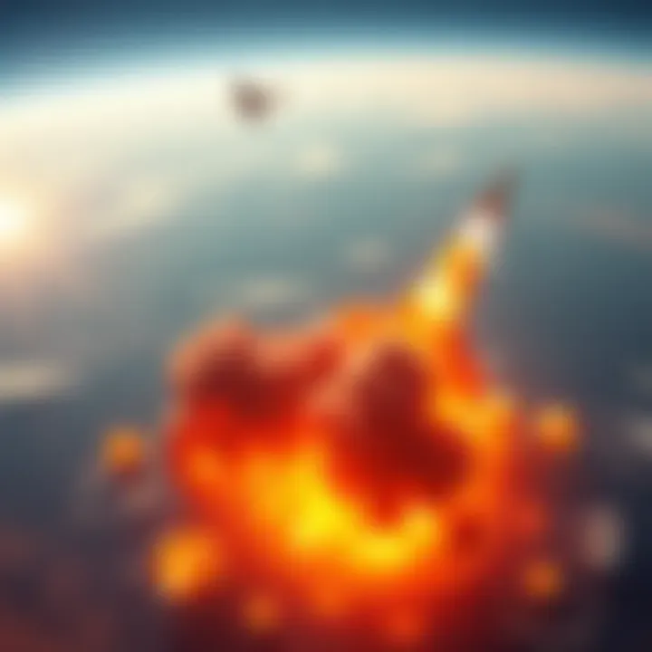 A dramatic scene showing explosions and missile alerts in the Gulf, highlighting the chaos and instability in the area.