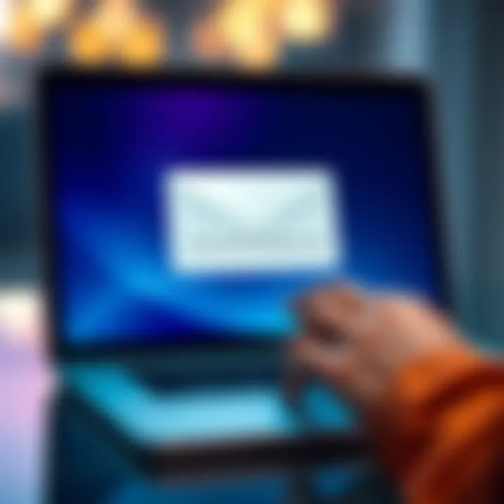 An email notification on a laptop screen with a heartfelt message about missing someone