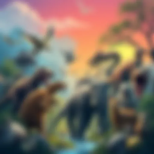 A vibrant scene showing various extinct animals like dinosaurs and mammoths in a lush environment, suggesting their possible survival today.