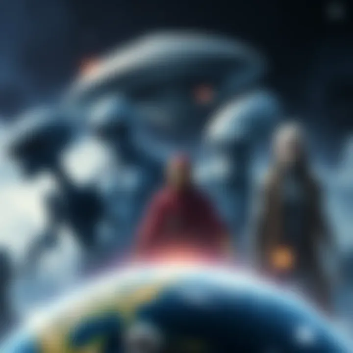 Illustration showing four distinct types of extraterrestrial beings: humanoids, Greys, non-humanoid entities, and transmorphic forms interacting with Earth.