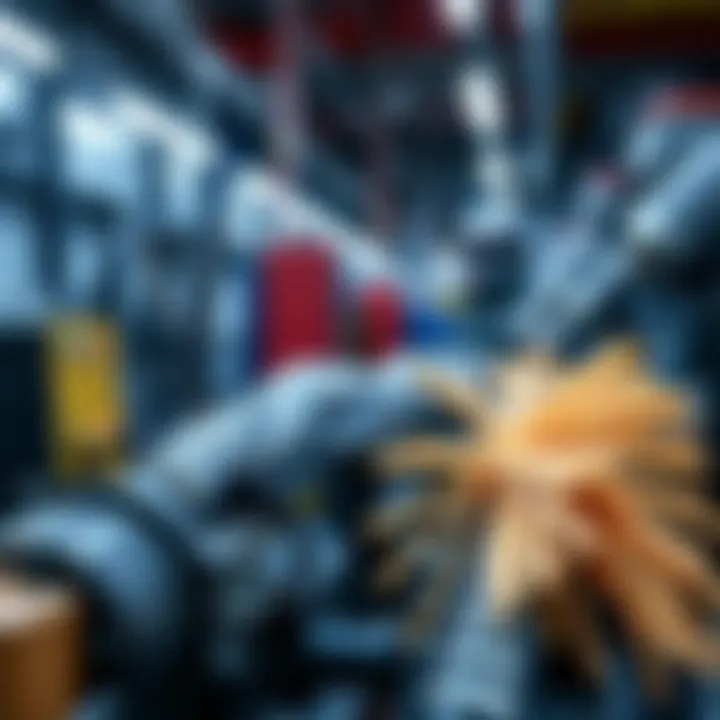 A worker operates an extruder machine, producing long sticks of material before cutting them into shorter pieces for efficiency.