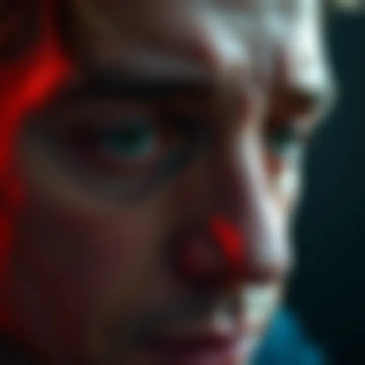 Close-up of a person's face showing signs of eye twitching and visible stress, with dark circles under their eyes indicating lack of sleep.