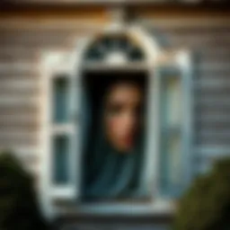 A peculiar face appearing in the upper window of an old house in Kentucky, with a weathered facade and surrounding trees.
