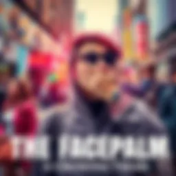 A person covering their face with their hand, expressing frustration or disbelief in a busy urban setting