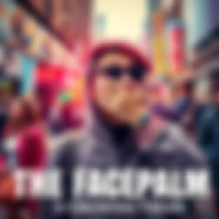 Person Showing a Facepalm Gesture A person covering their face with their hand, expressing frustration or disbelief in a busy urban setting