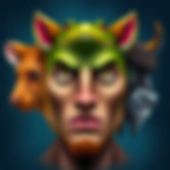 Facial Archetypes Illustration Visual guide depicting four facial archetypes: Rat, Frog, Thumb, and Bull, showcasing distinct facial features.