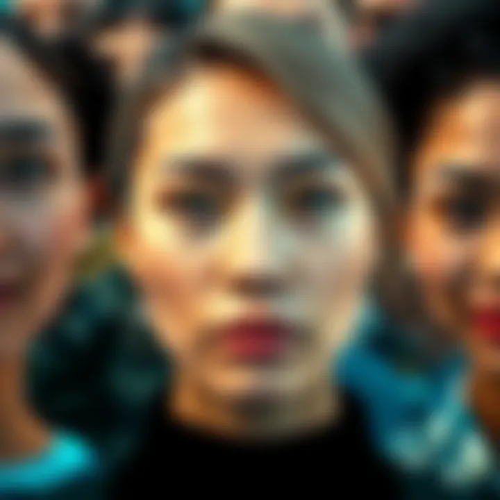 A close-up of a diverse group of people posing with their faces visible, symbolizing looksmaxxing and data collection