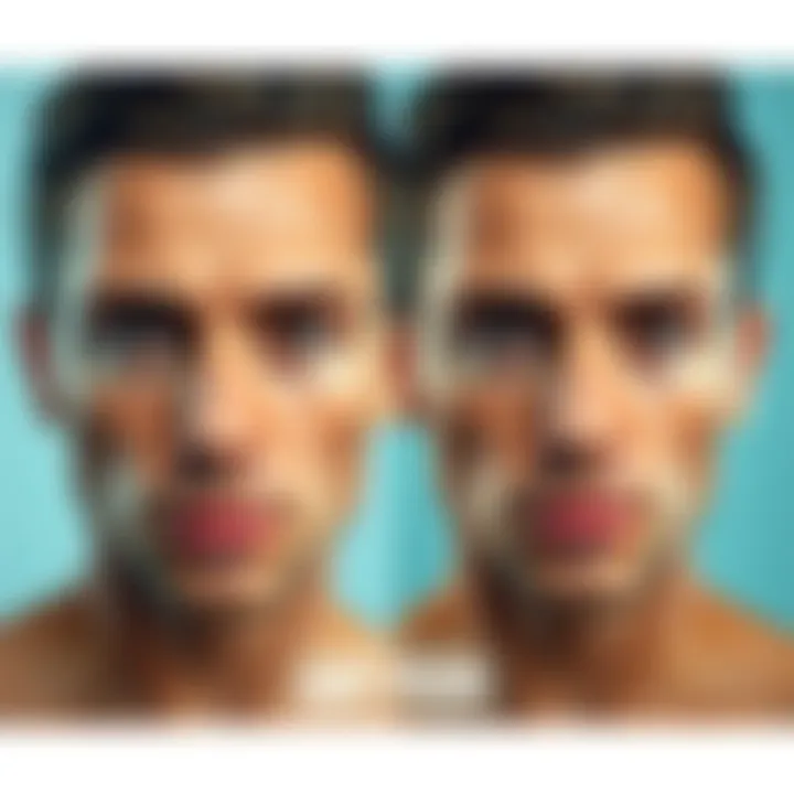 Comparison of current and previous facial photos showing transformation results