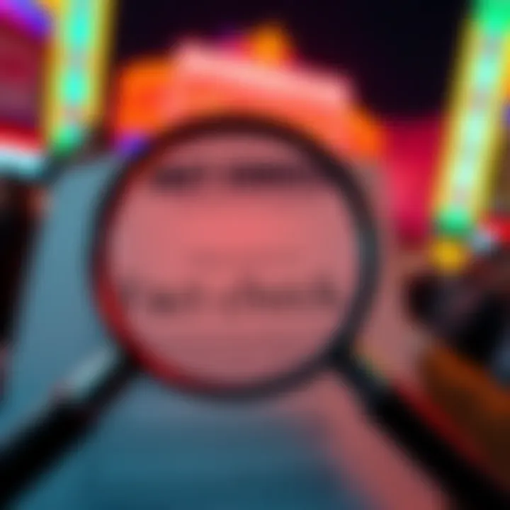 Graphic showing a magnifying glass over a document related to the Las Vegas shooting, highlighting key claims and facts being analyzed