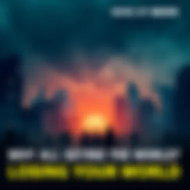 A world fading away A symbolic representation of empathy, innovation, and ownership disappearing from society, featuring silhouettes of people looking distressed amidst a dulling cityscape.