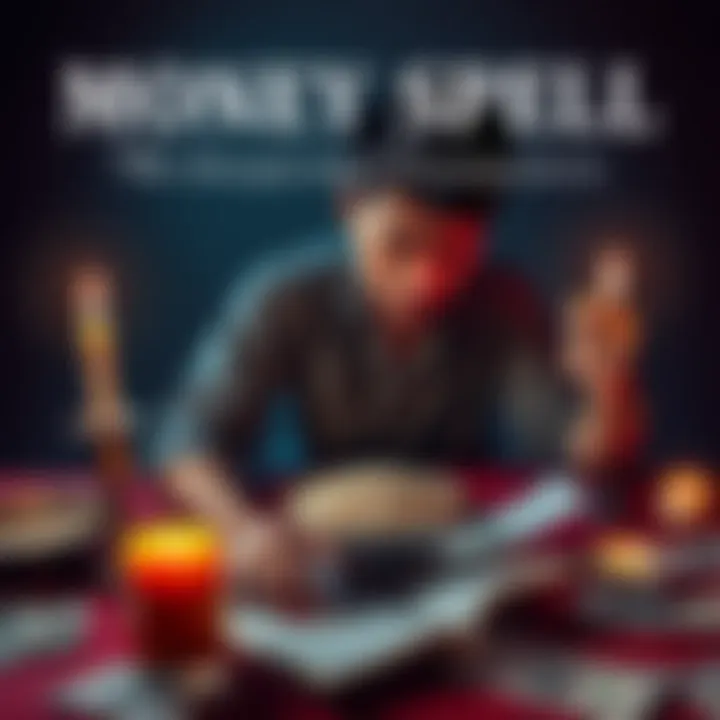 A person sits at a table with rice and candles, looking distressed as they hold their cramped hand. Papers are scattered around, indicating financial worries.