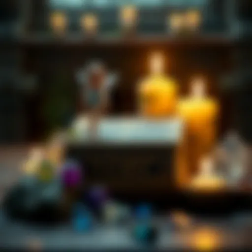 A book on summoning fairies surrounded by candles and crystals, with a mystical glow.