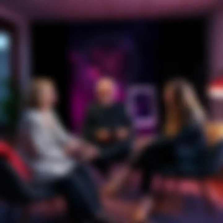 Lisa Garr sitting with Ron Meyer and Madi Murphy, discussing faith, technology, and astrology