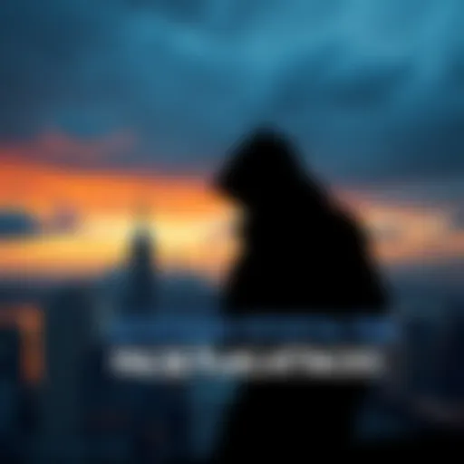 City skyline of New York with a headline about potential false flag attacks, featuring a shadowy figure representing sleeper cells