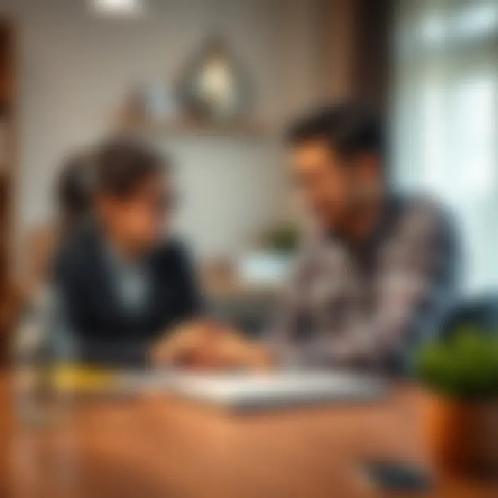 A parent and child discussing education and financial plans at a table