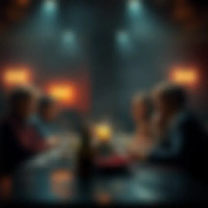 A family looking uneasy at a dinner table, with shadows and unusual lighting giving a mysterious vibe, hinting at a psychic influence.