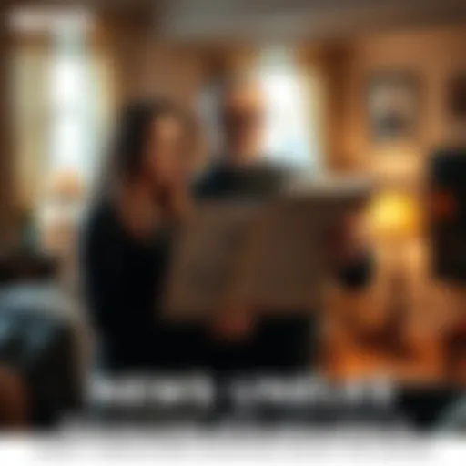 Natalia and Gene holding a bundle of their father's old documents, featuring advanced UFO schematics and equations, in a cozy home setting.