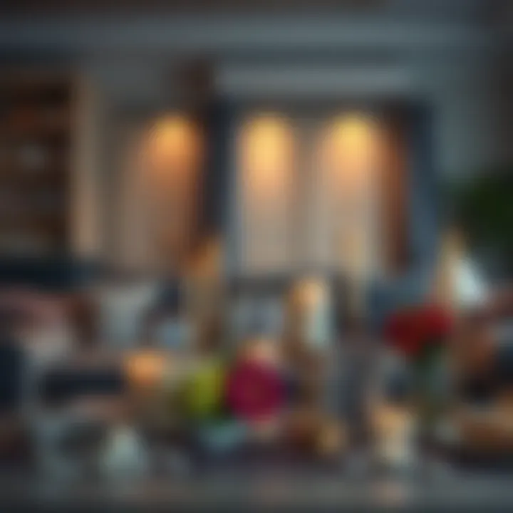 Family altar with candles and photographs A home altar decorated with candles, photos, and flowers, symbolizing personal beliefs, set against a cozy family living room.