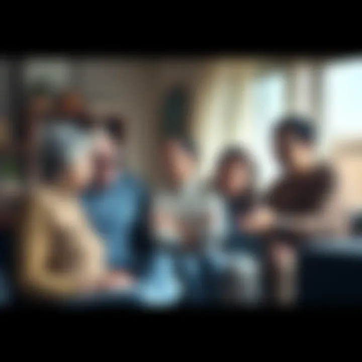 A group of family members arguing with tense expressions in a living room setting, illustrating the aftermath of a family harmony spell gone wrong.