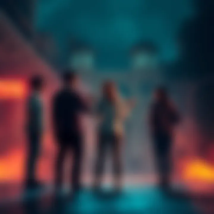 Family confronting a man during exorcism A family stands together, confronting a man who is attempting an exorcism, showing tension over spiritual beliefs