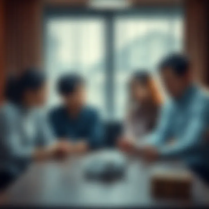 A family sitting together, discussing an old item on the table, showing expressions of doubt and nostalgia.