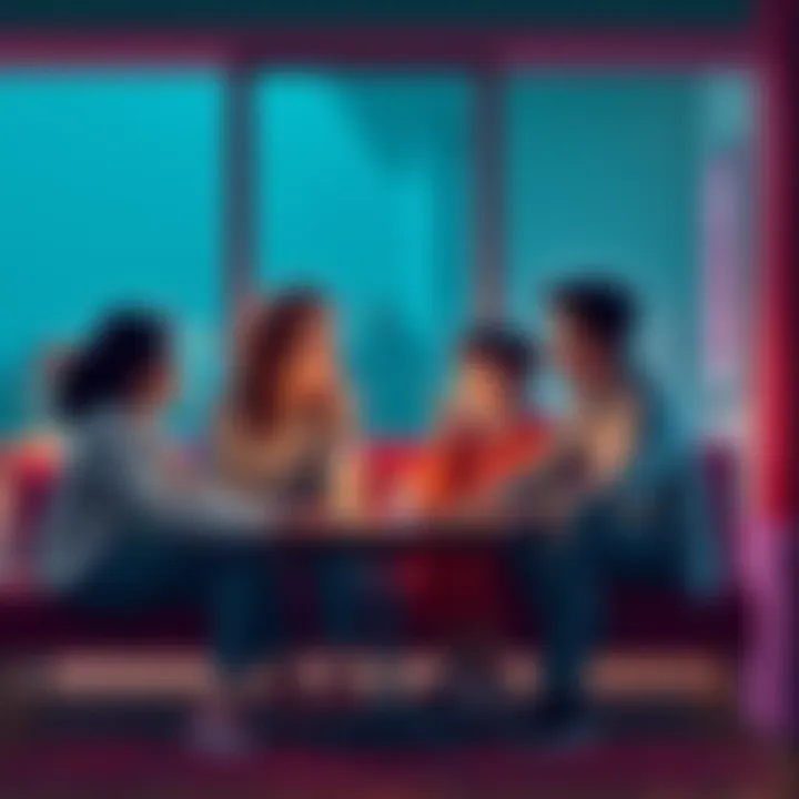 A family sitting together, discussing their feelings and experiences with each other